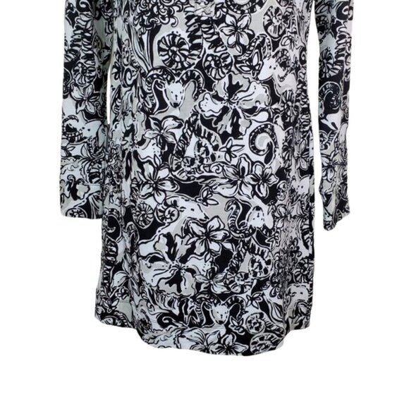 Lilly Pulitzer Womens Black Onyx With A Twist Captain Popover Dress Size XXS - Picture 4 of 10